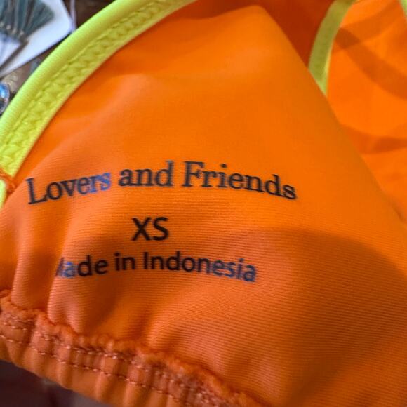 Lovers + Friends Orange Triangle String Bikini Top XS Good Intensions Yellow $78 - Picture 7 of 7